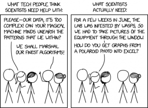xkcd cartoon - scientist tech help